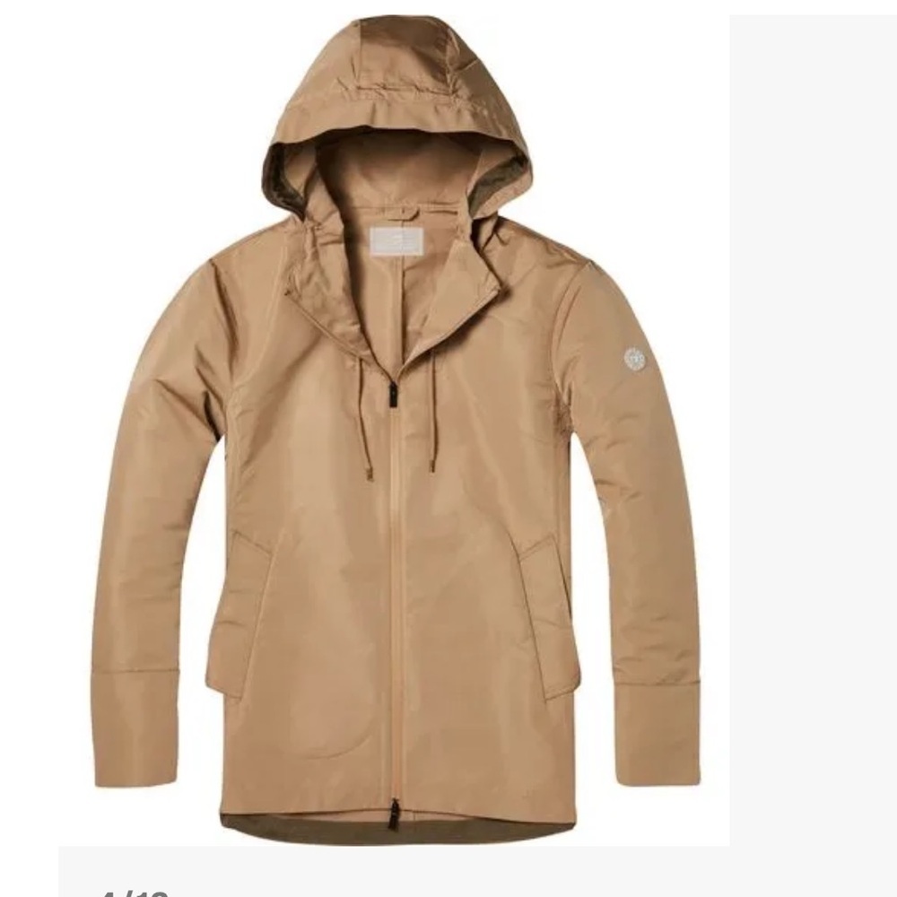 Scotch & Soda Beige Hooded Tech Rain Jacket